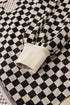Mixed Checkered Patchwork Drop Shoulder High Low Top